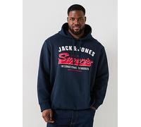 Jack & Jones Plus Size Logo Hoodie, Sky Captain, Size 5Xl, Men Ky Captain