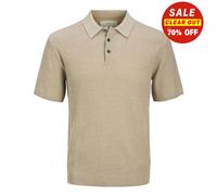Jack & Jones Premium Knitted Mens Polo Shirt Casual Comfort Fashion Shirt Beige