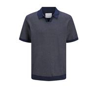 JACK & JONES Premium Split Neck Knitted Polo in Navy Night Sky Medium Night SkyMediumNight Sky Shirts & Tops Men's