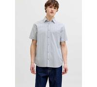 JACK & JONES Pure Cotton Stripe Short Sleeve Shirt Blue Mix