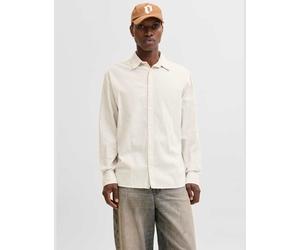 JACK & JONES Regular Fit Cotton Rich Seersucker Checked Shirt Beige