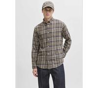 JACK & JONES Regular Fit Pure Cotton Check Shirt Brown Mix