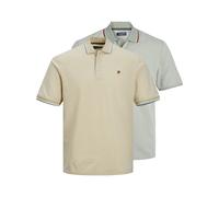 JACK & JONES Men's Jprbluwin Polo Ss 2pk Mp Shirt, Beige, M