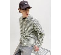 Jack & Jones Savona Austin Dobby Long Sleeve Check Shirt, Odyssey Gray, Size S, Men Odyssey Gray