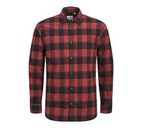 JACK & JONES Shirt Long-Sleeved Slim Fit Checked Shirt for Men, Brick Red (as8, Alpha, l, Regular, Regular)