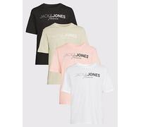 Jack & Jones Short Sleeve T-Shirt 4Pk, Multi, Size S, Men Print