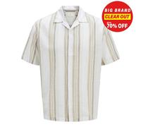 Jack & Jones Premium revere collar linen shirt in White with