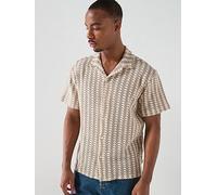 Jack & Jones Summer Luke Texture Resort Shirt, Brown, Size M, Men Brown
