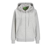JJXX Women's Jxabbie RLX Ls Every Zip Hood SWT Noos Sweatshirt Jacket, Light Grey Melange/Print: Bright White Logo, M
