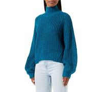 Jack & Jones Women's Jxkelvy Chunky High Neck Knit Noos Knitted Jumper, Deep Lagoon, L