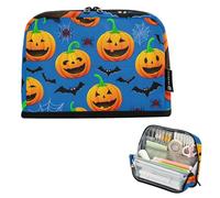 Jack Lantern Pumpkins Halloween Pencil Storage Bags Big Pencil Case Zipper Pencils Pouch Girls Classroom Pen Pouch Big Capacity Kids Back to School Supplies Organizer