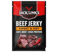Jack Links Beef Jerky Sweet & Hot - Box of 12 x 60g - Dried Meat Snack - High Protein Snacks for Gym, Fitness, Outdoor, Hiking - American Food - Halal Beef Jerky Chips