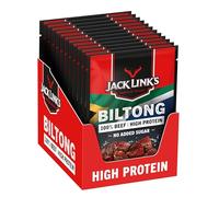 Jack Link's Biltong Jerky Original, Pack of 12 x 60 g, Gluten Free Meat Snack, High Protein 50%, Dried Meat for Gym, Fitness, Outdoor, Low Calorie Protein Snacks, 100% Beef