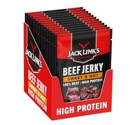 Jack Links Beef Jerky Sweet & Hot - Box of 12 x 60g - Dried Meat Snack - High Protein Snacks for Gym, Fitness, Outdoor, Hiking - American Food - Halal Beef Jerky Chips