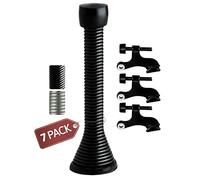 Jack N’ Drill (3 ⅛) Spring Door Stop (7 Pack) w/ 3X Hinge Pin Door Stops | Flexi Heavy Duty Black Door Stop for Home, Office - Rustproof, Bendable Spring Steel & Durable Rubber Tips