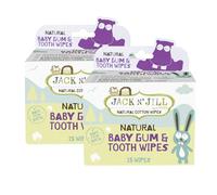 Jack N' Jill Baby Gums & Tissues - Natural & Safe, Contains Only Water & Xylitol, Soft Cotton, Free from Fluoride & Sugar, Baby Mouth Wipes - 25 Individually Wrapped Wipes (Pack of 2)