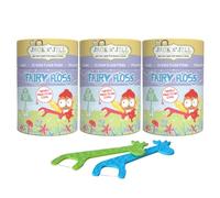 Jack N' Jill Fairy Floss Dental Flossers- Individually Wrapped Recyclable Floss for Kids, Cornstarch Handles and Packaging, No PFAS, Kids First Floss - Pack of 3