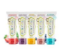 Jack N' Jill Kids Natural Toothpaste, Fluoride Free Toothpaste, Helps Soothe Gums and Fight Tooth Decay, Toothpaste for Baby, Toddler and Children 6 Months Plus Mixed Fruit Basket Bundle 5 x 50g