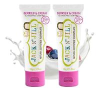 Jack N’ Jill Natural Certified Kids Toothpaste - Fluoride-Free Toddler & Baby Toothpaste with 40% Xylitol, No Sugar, Suitable from 6 Months+, Berries & Cream Flavour, Pack of 2 (50g Each)