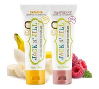 Jack N’ Jill Natural Certified Kids Toothpaste - Fluoride-Free Toddler & Baby Toothpaste with 40% Xylitol, No Sugar, Suitable from 6 Months+, Banana & Raspberry Flavour, Pack of 2 (50g Each)