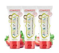 Jack N’ Jill Natural Certified Kids Toothpaste - Fluoride-Free Toddler & Baby Toothpaste with 40% Xylitol, No Sugar, Suitable from 6 Months+, Organic Strawberry Flavour, Pack of 3 (50g Each)