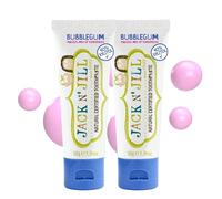 Jack N' Jill Natural Certified Toothpaste - Baby & Toddler Toothpaste, Fluoride-Free, 40% Xylitol, Sugar-Free, Safe for 6 Months and Up, Makes Tooth Brushing Fun, Bubblegum Flavour, 2 x 50g