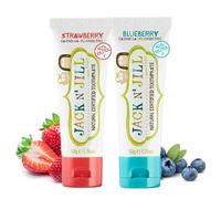 Jack N' Jill Natural Certified Toothpaste - Baby & Toddler Toothpaste, Fluoride-Free, 40% Xylitol, Sugar-Free, Safe for 6 Months & Up, Makes Tooth Brushing Fun, Strawberry & Blueberry Flavours 2 x 50g