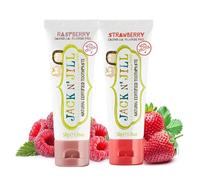 Jack N' Jill Natural Certified Toothpaste - Baby & Toddler Toothpaste, Fluoride-Free, 40% Xylitol, Sugar-Free, Safe for 6 Months & Up, Makes Tooth Brushing Fun, Raspberry & Strawberry Flavours 2 x 50g