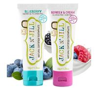 Jack N' Jill Natural Certified Toothpaste - Baby & Toddler Toothpaste, Fluoride-Free, 40% Xylitol, Sugar-Free, Safe from 6 Months, Makes Brushing Fun, Organic Blueberry and Berries & Cream, 2 x 50g