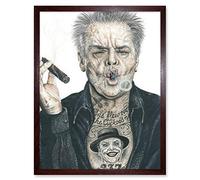 Jack Nicholson Tattoo Inked Ikons Wayne Maguire Art Print Framed Poster Wall Decor 12x16 inch