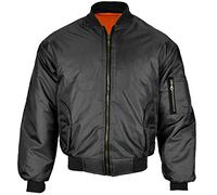 JACK NORTH MA-1 Bomber Jacket Mens Pilot Jacket - Full Zip Closure & Two Front Pockets - Polyester Material with Ribbed Cuffs & Hem Black