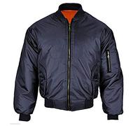 JACK NORTH MA-1 Bomber Jacket Mens Pilot Jacket - Full Zip Closure & Two Front Pockets - Polyester Material with Ribbed Cuffs & Hem Navy Blue