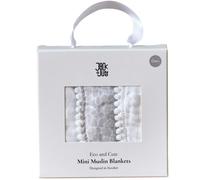 Jack o Juno - Pom Pom Mini Baby Blanket 3-pack, Pearl & Giraffe Gray - Pearl