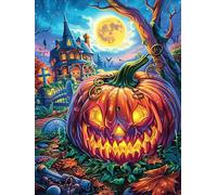 Jack-o'-Lantern in A Magical Forest 500 Piece Jigsaw Puzzle for Adults Science Fiction Magical Dream Kitchen Wall Decor Art Project Precision Cut Great Gift for Art Lovers 500 PCS