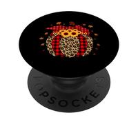 Jack O Lantern Leopard Plaid Pumpkin Lantern Halloween PopSockets Adhesive PopGrip
