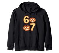 Jack O Lantern Pumpkin 67 Meme Six Seven Funny 6 7 Halloween Zip Hoodie