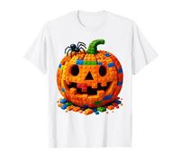 Jack O Lantern Pumpkin Blocks Building Happy Halloween Day T-Shirt