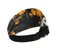 Jack-o'-lantern Pumpkin Floral Halloween_1 no slip stretch headbands for women Elastic sweat bands for head for Athletic Sports washing face make up basketball