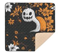 Jack-o'-Lantern Pumpkin Floral Halloween_3 Cute Foldable Baby Gym & Activity Mat for Floor Washable Infant Play Mat for Babies Infants Toddlers, 50'' x 50''