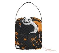 Jack-o'-lantern Pumpkin Floral Halloween_3 Yarn Storage Crochet Hook Storage with Holes Storage Bag for Knitting Kit Knitting Storage