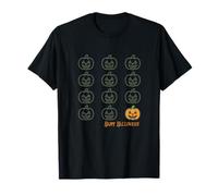 Jack O Lantern Pumpkin Grid Cute Happy Halloween Graphic T-Shirt