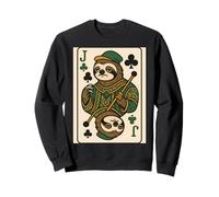Jack Of Clubs Sloth Playing Card Vintage Animal Casino Sweatshirt