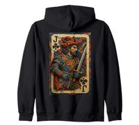 Jack of Clubs Warrior Knight Medieval Fantasy Lucky Poker Zip Hoodie