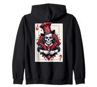 Jack of Hearts: Gothic Skull Jester Zip Hoodie