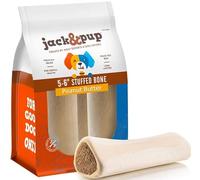Jack & Pup Dog Bones Stuffed Aggressive Bite 5 to 6 Inch Dog Chew Treats (Flavours Peanut Butter, Bacon and Cheese, Bully Sticks) Dog Bones Natural 5-6"