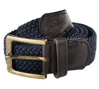 JACK PYKE Countryman Elasticated Belt for Men, Woven Stretch Belt with Leather Ends, Adjustable Up to 54in Waist, Ideal for Countrywear, Hiking, Shooting and Daily Use - Navy