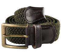JACK PYKE Countryman Elasticated Belt for Men, Woven Stretch Belt with Leather Ends, Adjustable Up to 54in Waist, Ideal for Countrywear, Hiking, Shooting and Daily Use - Green