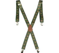 JACK PYKE Elasticated Braces for Men, 4 Strong Clips, Cross-Back Leather Trim, Adjustable 70-115cm, 35mm Wide Suspenders for Hunting, Shooting, Fishing, Field Sports - Pheasant Green
