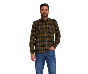 JACK PYKE Flannel Shirt for Men, 100% Cotton Checked Button-Down Collar Lightweight Country Casual Shirt with 2 Chest Pockets and Adjustable Cuffs Ideal Everyday Wear - Brown,XL