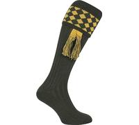 JACK PYKE Harlequin Shooting Socks with Garters, 8 to 11 UK, Green/Gold